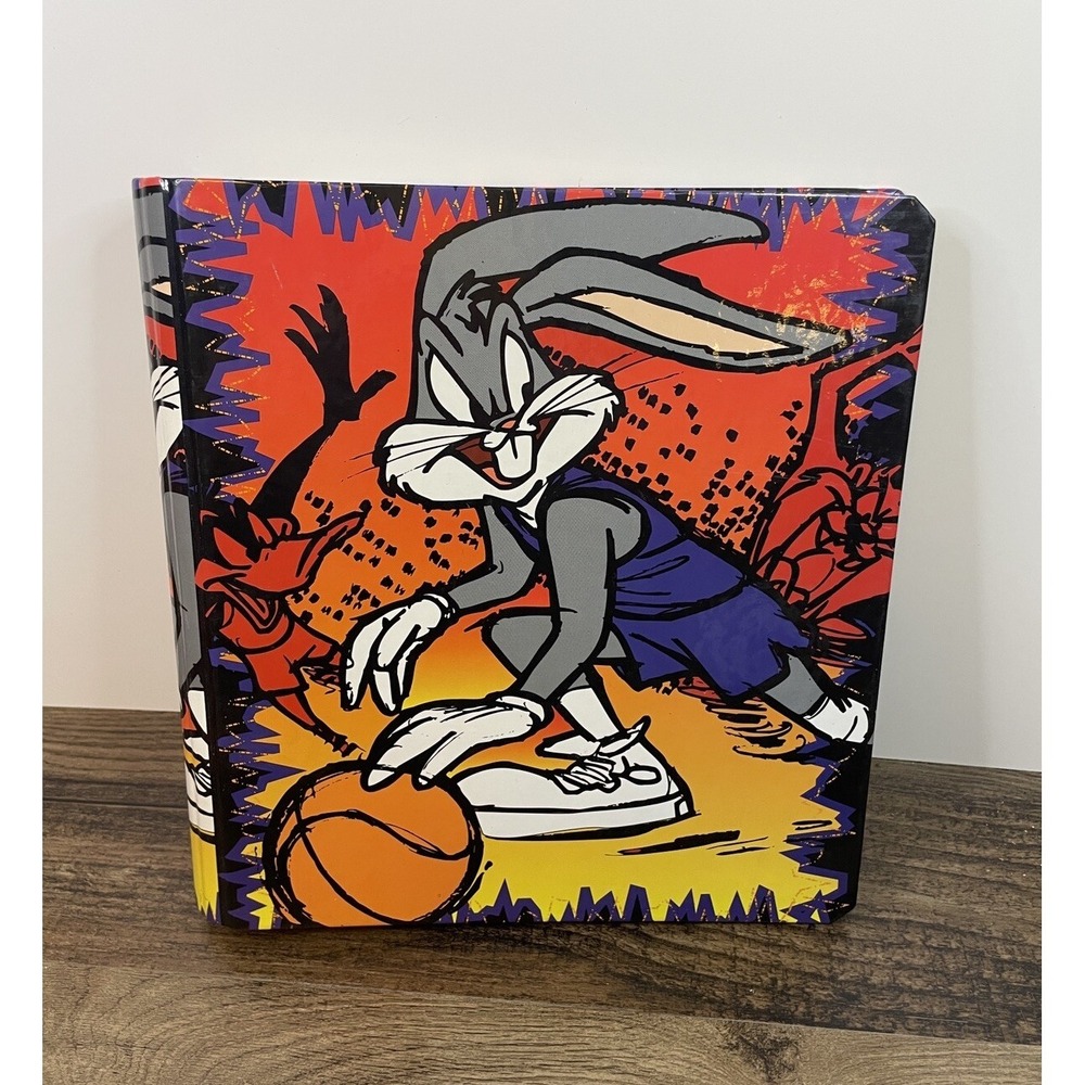 Vintage Looney Tunes Bugs Bunny Daffy Curve Back 1.5" Binder Basketball 1994